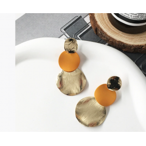 几何圆形耳环长款小众设计烤漆耳钉