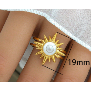 不锈钢金色太阳花戒指女开口可调节高级感指环小众设计独特指环