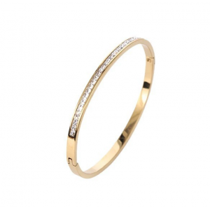 女生高级感时尚简约不锈钢单排方钻手镯 百搭不掉色手环